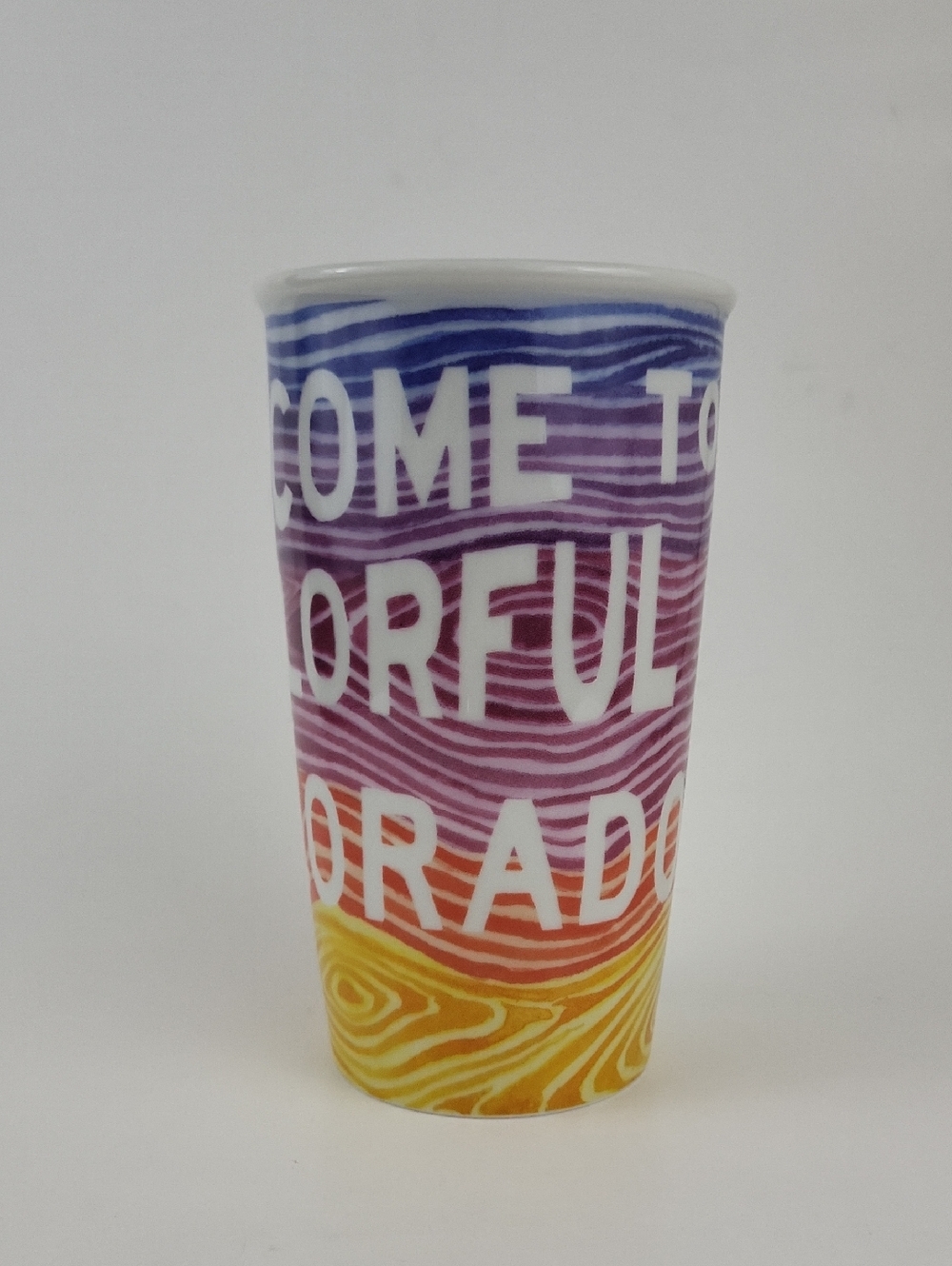 Starbucks Welcome To Colorful Colorado Ceramic Travel Tumbler 12 oz No Lid